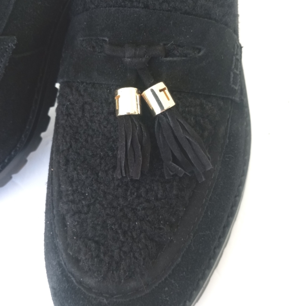 Black Suede Tassel Loafers - Women - Picture 5 of 11